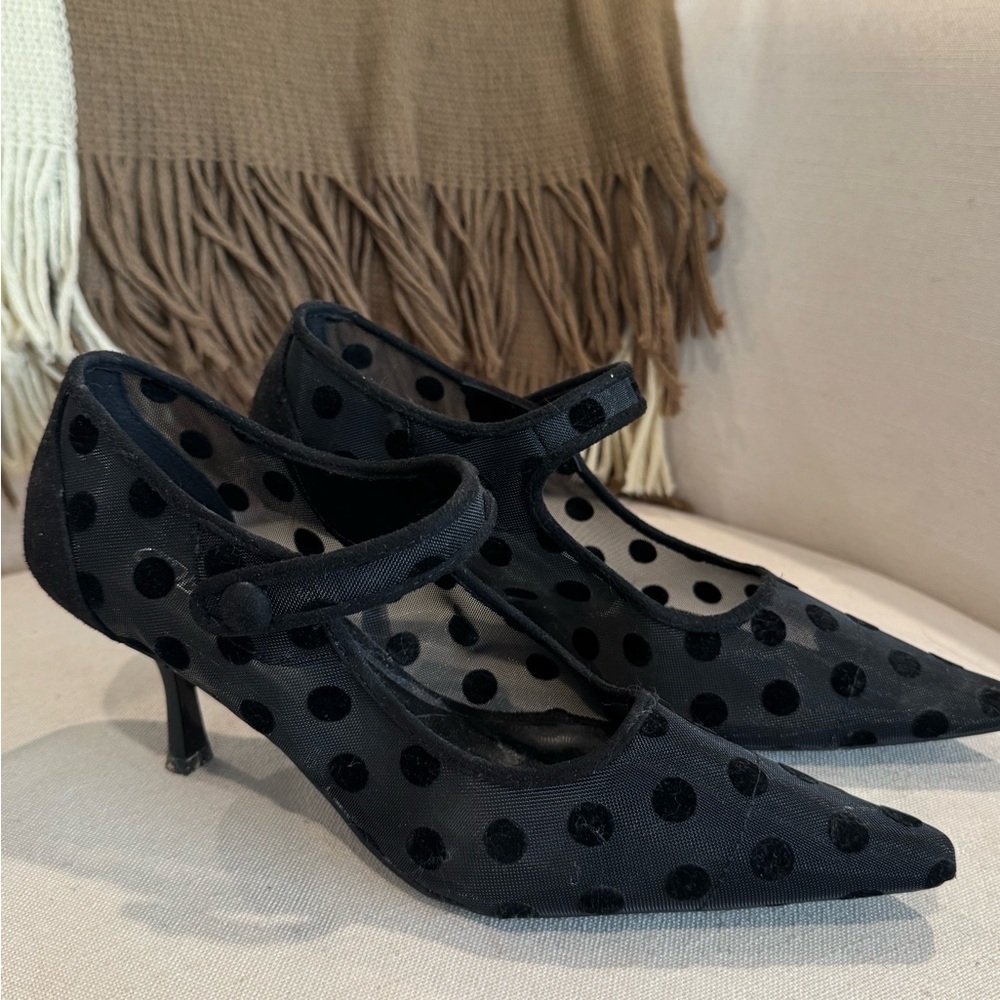 Cider Elegant Black Polka Dot Women's Shoes